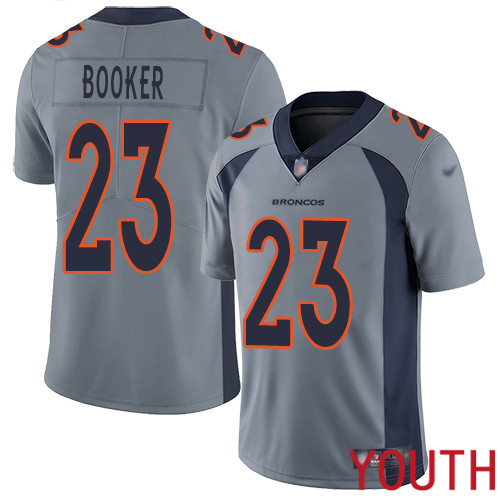 Youth Denver Broncos #23 Devontae Booker Limited Silver Inverted Legend Football NFL Jersey